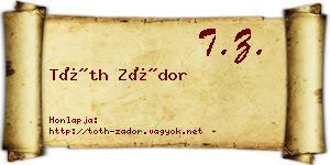 Tóth Zádor névjegykártya